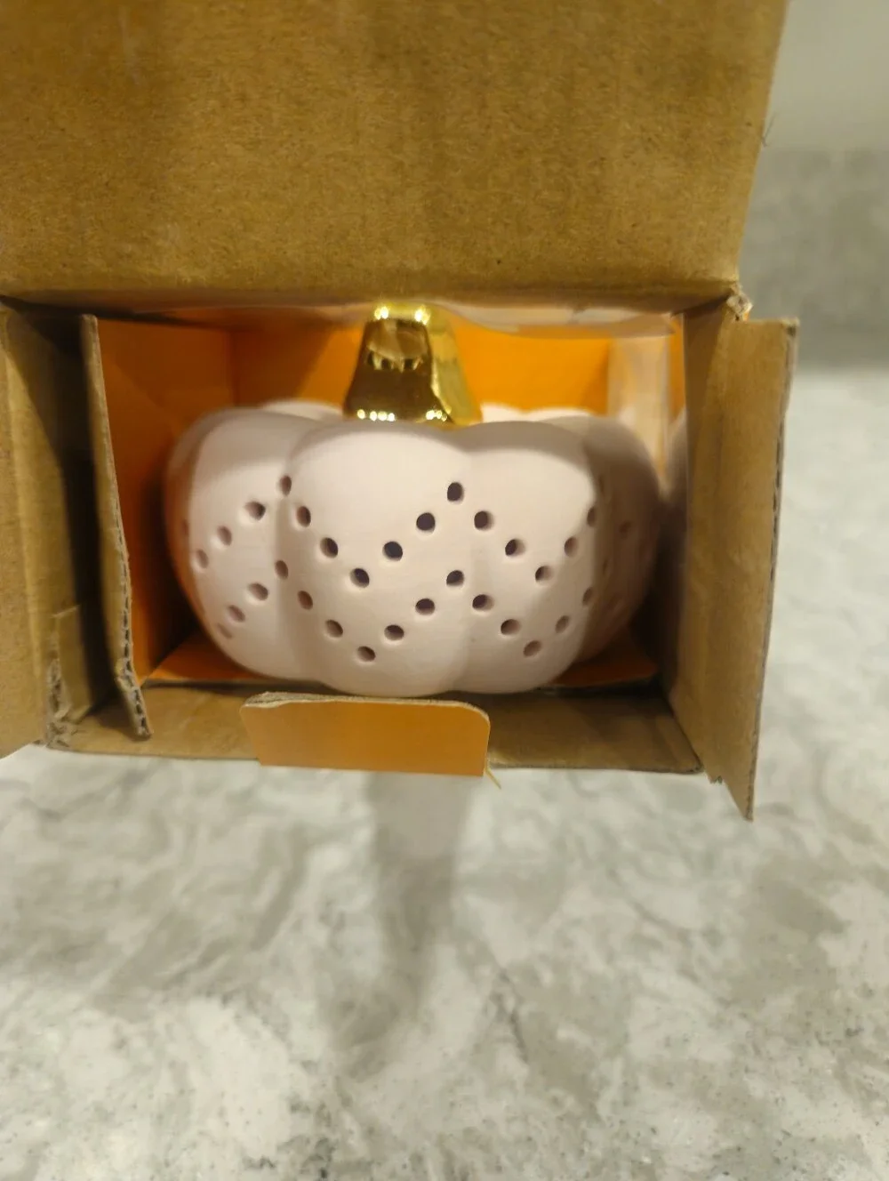 MARTHA STEWART White Gold LED Lighted Ceramic Pumpkin Set of 3 Halloween